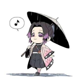 🧚‍♀ 62c51c4c Shinobu Kocho Demon Slayer アニメ, 鬼滅の刃, 胡蝶しのぶ, 傘, ちびキャラ, 可愛い, ファンアート telegram sticker