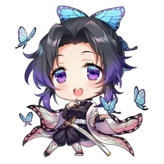 🧚‍♀ 85d8697c Shinobu Kocho Demon Slayer アニメ, 鬼滅の刃, 胡蝶しのぶ, ちびキャラ, 蝶, マンガ telegram sticker