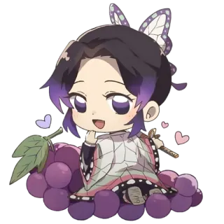 🧚‍♀ aa5ab2b8 Shinobu Kocho Demon Slayer アニメ, 鬼滅の刃, 胡蝶しのぶ, ちびキャラ, 可愛い, 蝶 telegram sticker