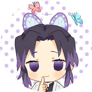🧚‍♀ c6f7c9c0 Shinobu Kocho Demon Slayer アニメ, 蝶, 紫, かわいい, ちび, 鬼滅の刃, 胡蝶しのぶ telegram sticker