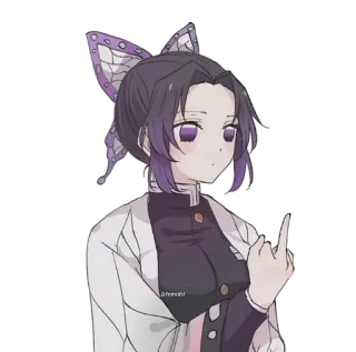 🧚‍♀ cde1e9b3 Shinobu Kocho Demon Slayer アニメ, 鬼滅の刃, 胡蝶しのぶ, 中指, 侮辱的, ステッカー telegram sticker