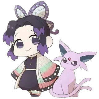🧚‍♀ cdf09832 Shinobu Kocho Demon Slayer アニメ, 鬼滅の刃, 胡蝶しのぶ, ちびキャラ, ポケモン, エーフィ telegram sticker