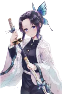😇 862ef803 Shinobu Kocho Demon Slayer Anime, Demon Slayer, Shinobu Kocho, Schmetterling, Schwert, Anime Mädchen, Manga telegram sticker