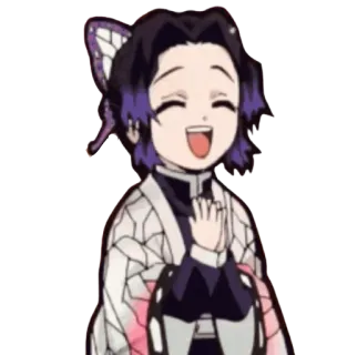 😀 866a1018 Shinobu Kocho Demon Slayer Anime, Demon Slayer, Shinobu Kocho, Chibi, lächelnd telegram sticker