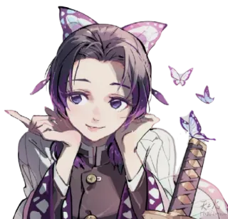 ❤️ 88d721ea Shinobu Kocho Demon Slayer Anime, Shinobu Kocho, Demon Slayer, Schmetterling, Lila, Manga, Schwert telegram sticker