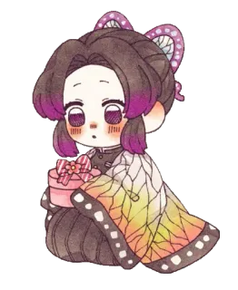 🦋 07893fa9 Shinobu Kocho Demon Slayer 애니메이션, 귀멸의 칼날, 코쵸우 시노부, SD, 나비, 선물, 귀여운 telegram sticker