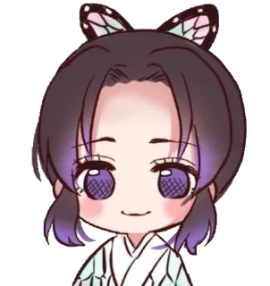 🦋 094ec410 Shinobu Kocho Demon Slayer 애니메이션, 만화, 귀멸의 칼날, 코쵸우 시노부, 나비, 귀여운, SD telegram sticker