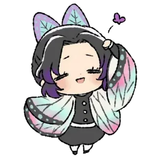 🦋 3445534c Shinobu Kocho Demon Slayer 애니메이션, 만화, 카와이, 치비, 나비, 귀멸의 칼날, 코쵸 시노부 telegram sticker
