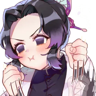 🦋 7b9e9302 Shinobu Kocho Demon Slayer 코쵸 시노부, 귀멸의 칼날, 애니메이션, 귀여운, SD, 팬아트 telegram sticker