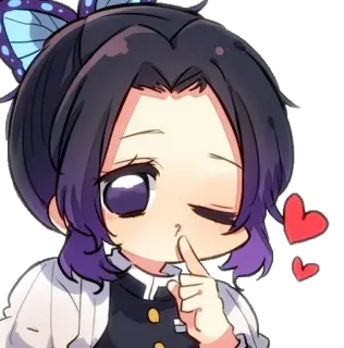 🦋 8766e92a Shinobu Kocho Demon Slayer 애니메이션, 귀멸의 칼날, 코쵸 시노부, 카와이, 치비, 나비, 귀여운 telegram sticker