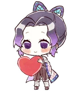 🦋 a7001348 Shinobu Kocho Demon Slayer 애니메이션, 귀멸의 칼날, 코쵸우 시노부, SD캐릭터, 하트, 귀여운, 만화 telegram sticker