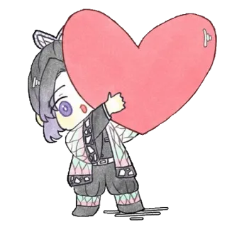 🦋 b6799d5f Shinobu Kocho Demon Slayer 애니메이션, 귀멸의 칼날, 코쵸우 시노부, 하트, 귀여운, SD캐릭터, 팬아트 telegram sticker