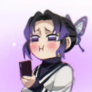 🦋 db439509 Shinobu Kocho Demon Slayer 애니메이션, 귀멸의 칼날, 코쵸우 시노부, SD캐릭터, 나비, 보라색 telegram sticker