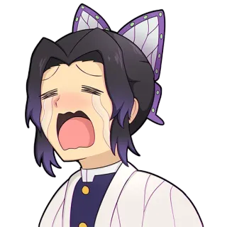 🦋 dbff97d1 Shinobu Kocho Demon Slayer 애니메이션, 귀멸의 칼날, 코쵸우 시노부, 우는, 슬픈, 만화 telegram sticker