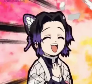 🦋 1d042cb7 Shinobu Kocho Demon Slayer Anime, Demon Slayer, Shinobu Kocho, Mariposa, Sonriendo, Feliz whatsapp sticker