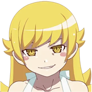 😈 0d740700 Shinobu Oshino Monogatari Anime, cheveux blonds, yeux jaunes, vampire, mignon, femme whatsapp sticker