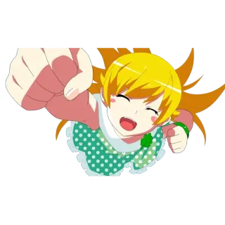 😄 36c37d1b animé, fille, dessin animé, cheveux jaunes, souriant, coup de poing, personnage whatsapp sticker