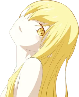 😏 ff4c3125 Shinobu Oshino Monogatari animé, fille, cheveux blonds, vampire, mignon, série Monogatari whatsapp sticker