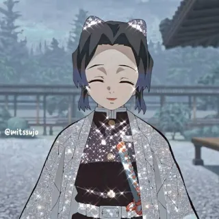 ⭐ 27d2e122 Shinobu Kocho Demon Slayer Anime, Mangá, Shinobu Kocho, Demon Slayer, Kawaii, Brilho whatsapp sticker