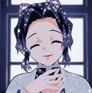 ⭐ 5830cf11 Shinobu Kocho Demon Slayer Anime, Demon Slayer, Shinobu Kocho, Brilho, Desenho animado whatsapp sticker