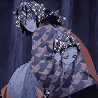 ⭐ 64436def Giyu Tomioka and Shinobu Kocho Demon Slayer Demon Slayer, Giyu Tomioka, Shinobu Kocho, Anime, Brilho, Casal whatsapp sticker