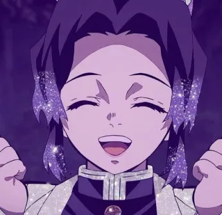 ⭐ 991b9469 Shinobu Kocho Demon Slayer Anime, Demon Slayer, Shinobu Kocho, Sorrindo, Feliz, Personagem whatsapp sticker