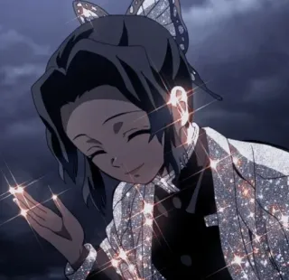 ⭐ 99b2dc9c Shinobu Kocho Demon Slayer Anime, Demon Slayer, Shinobu Kocho, Borboleta, Brilho whatsapp sticker