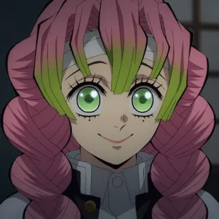 💗 35078174 Mitsuri Kanroji Demon Slayer anime, demon slayer, mitsuri kanroji, character, hashira, love hashira, pink hair, green eyes whatsapp sticker