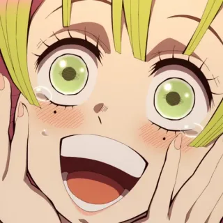 💗 440a322e Mitsuri Kanroji Demon Slayer anime, demon slayer, mitsuri kanroji, manga, character, happy, tears whatsapp sticker