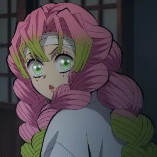 💗 62a9a288 Mitsuri Kanroji Demon Slayer anime, demon slayer, mitsuri kanroji, pink hair, green eyes, hashira, love hashira whatsapp sticker