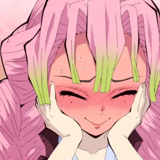 💗 9fc1cea3 Mitsuri Kanroji Demon Slayer anime, manga, demon slayer, mitsuri kanroji, cute, happy whatsapp sticker