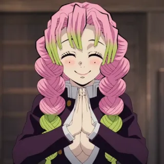 💗 b138be03 Mitsuri Kanroji Demon Slayer anime, character, pink hair, Demon Slayer whatsapp sticker