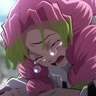 💗 d711f5db Mitsuri Kanroji Demon Slayer anime, crying, sad, demon slayer, mitsuri kanroji whatsapp sticker
