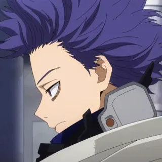 💜 00ebdc1c Hitoshi Shinso My Hero Academia Anime, Manga, cheveux violets, vue de côté, personnage telegram sticker