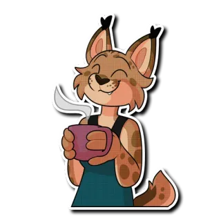 ☕️ b4f21e72 猞猁, 拟人, 咖啡, 马克杯, 可爱, 动物, 卡通, 贴纸 telegram sticker