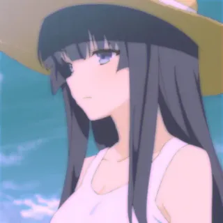 🍰 e5ab37d1 gadis anime, topi, pantai, musim panas, kartun telegram sticker