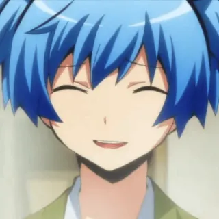 😊 34c1d58f Nagisa Shiota Assassination Classroom Anime, blauw haar, glimlach, personage, Nagisa, Shiota, Assassination Classroom telegram sticker