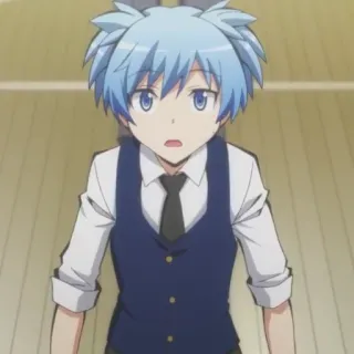 😧 5c515a1b Nagisa Shiota Assassination Classroom anime, manga, Nagisa Shiota, Assassination Classroom, blauw haar, jongen telegram sticker