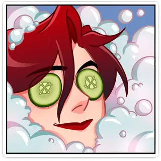 🛀 4f055b3b Spa, Bellezza, Relax, Cetriolo, Maschera viso, Cura di sé, Bagno di schiuma telegram sticker