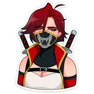 🙄 691cdaa1 ragazza anime, katana, maschera, guerriera, capelli rossi, spade telegram sticker