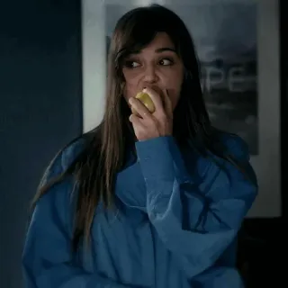 ♥️ 9446cafc vrouw, eten, appel, portret telegram sticker