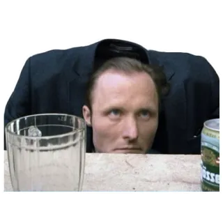 😬 ed58fcce Hasse man, suit, drinking, table, German beer telegram sticker