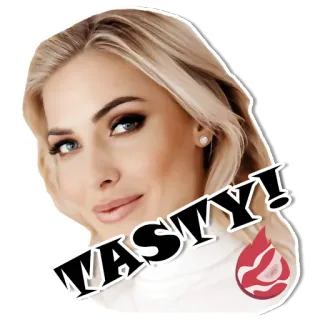 🥩 189d8020 TASTY! tasty, woman, portrait, blonde, food, meat telegram sticker
