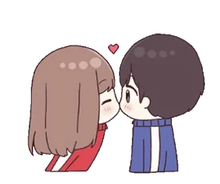 💋 0555f8b8 Cartoon, Kuss, Liebe, Süß, Paar, Beziehung whatsapp sticker