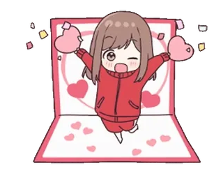 🤍 1fc3e6e3 Anime Mädchen, Herzen, Valentinstag, Kawaii, Süß, Aufkleber whatsapp sticker