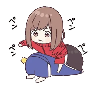 👊 9145b97b ペン Anime Mädchen, Chibi, Japanischer Text, Süß, Cartoon, Springen whatsapp sticker