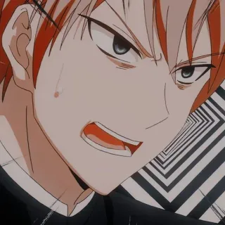 😠 55bd8854 anime, złość, wyraz, rude włosy telegram sticker