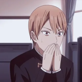 🤭 f382d135 Miyuki Shirogane Kaguya-sama: Love Is War anime, mundurek szkolny, zdenerwowany, zmartwiony telegram sticker