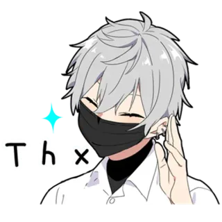👍 8f725cb0 Thx Anime, Cảm ơn, Đeo mặt nạ, Bé trai, Dễ thương, Sticker telegram sticker