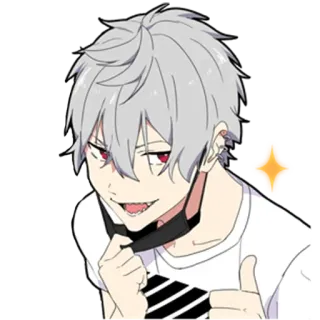 👍 f8963e78 Anime, Manga, Nhân vật, Cười đểu, Giơ ngón tay cái, Tóc trắng telegram sticker